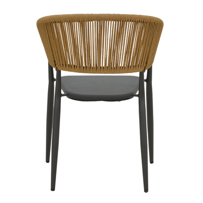 Πολυθρόνα αλουμινίου Raven pakoworld στοιβαζόμενη ανθρακί σκελετός-textilene φυσικό rattan 57x62x78εκ - Hippiehome.gr