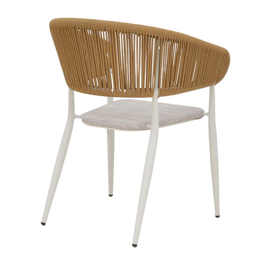 Πολυθρόνα αλουμινίου Raven pakoworld στοιβαζόμενη λευκός σκελετός-φυσικό textilene-rattan 57x62x78εκ - Hippiehome.gr