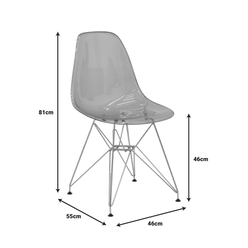 Καρέκλα Adelle pakoworld PP διάφανο γκρι-inox πόδι 46x55x81εκ - Hippiehome.gr