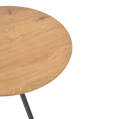 Τραπέζι Xuson pakoworld φυσικό mdf-πόδι μαύρο μέταλλο Φ120x75εκ - Hippiehome.gr