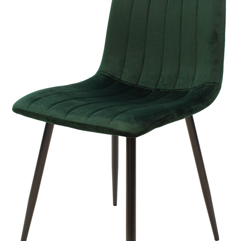 Καρέκλα Noor pakoworld κυπαρισσί βελούδο με πόδι μετάλλου σε μαύρη απόχρωση 44x53x86εκ - Hippiehome.gr