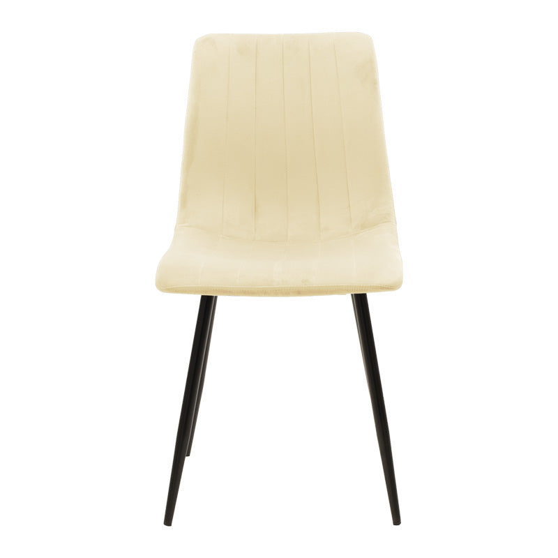 Καρέκλα Noor pakoworld μπεζ ύφασμα με πόδι μετάλλου σε μαύρη απόχρωση 44x53x86εκ - Hippiehome.gr