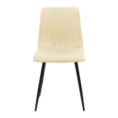 Καρέκλα Noor pakoworld μπεζ ύφασμα με πόδι μετάλλου σε μαύρη απόχρωση 44x53x86εκ - Hippiehome.gr