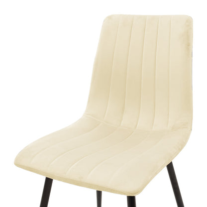 Καρέκλα Noor pakoworld μπεζ ύφασμα με πόδι μετάλλου σε μαύρη απόχρωση 44x53x86εκ - Hippiehome.gr