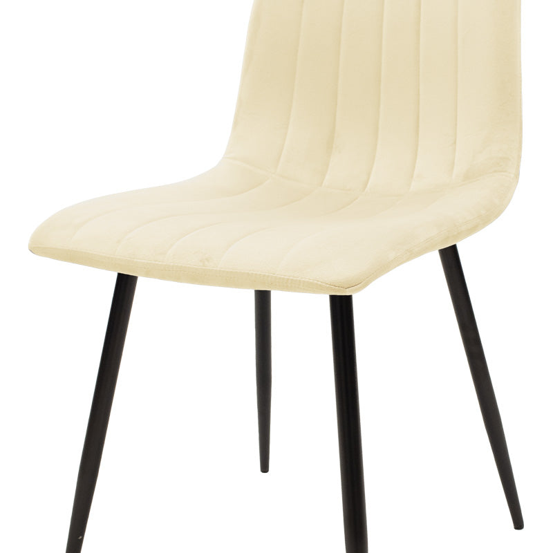 Καρέκλα Noor pakoworld μπεζ ύφασμα με πόδι μετάλλου σε μαύρη απόχρωση 44x53x86εκ - Hippiehome.gr