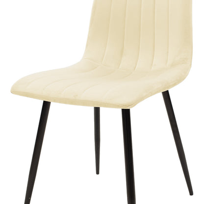 Καρέκλα Noor pakoworld μπεζ ύφασμα με πόδι μετάλλου σε μαύρη απόχρωση 44x53x86εκ - Hippiehome.gr