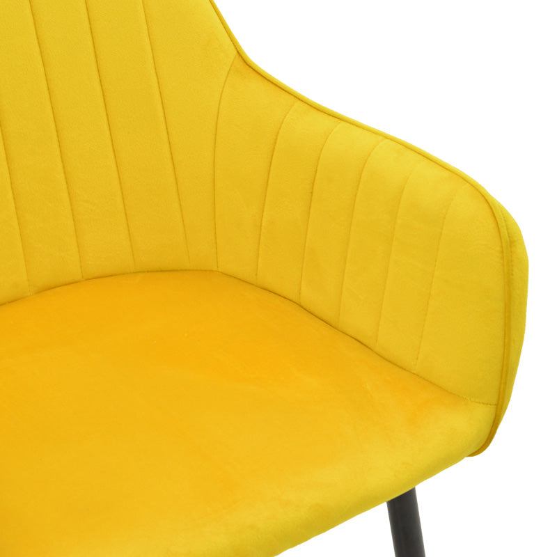Πολυθρόνα Noor pakoworld κίτρινο βελούδο με πόδι μετάλλου σε μαύρη απόχρωση 58x58x86εκ - Hippiehome.gr
