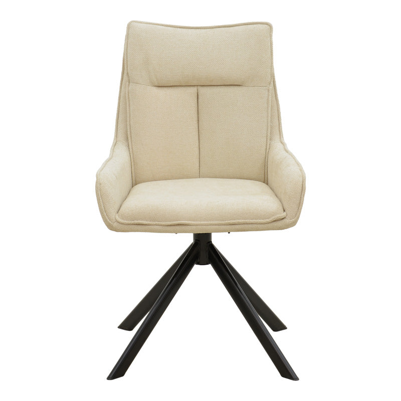 Πολυθρόνα Konelian pakoworld περιστρεφόμενη μπεζ ύφασμα με πόδι μετάλλου σε μαύρη απόχρωση 54x63x88εκ - Hippiehome.gr