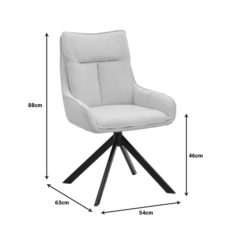 Πολυθρόνα Konelian pakoworld περιστρεφόμενη μπεζ ύφασμα με πόδι μετάλλου σε μαύρη απόχρωση 54x63x88εκ - Hippiehome.gr