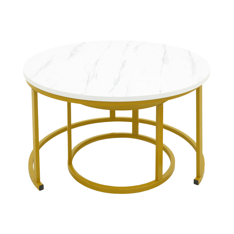 Τραπέζι σαλονιού Revelon pakoworld σετ 2τεμ mdf σε απόχρωση λευκού όψης μαρμάρου 80x80x45εκ - Hippiehome.gr