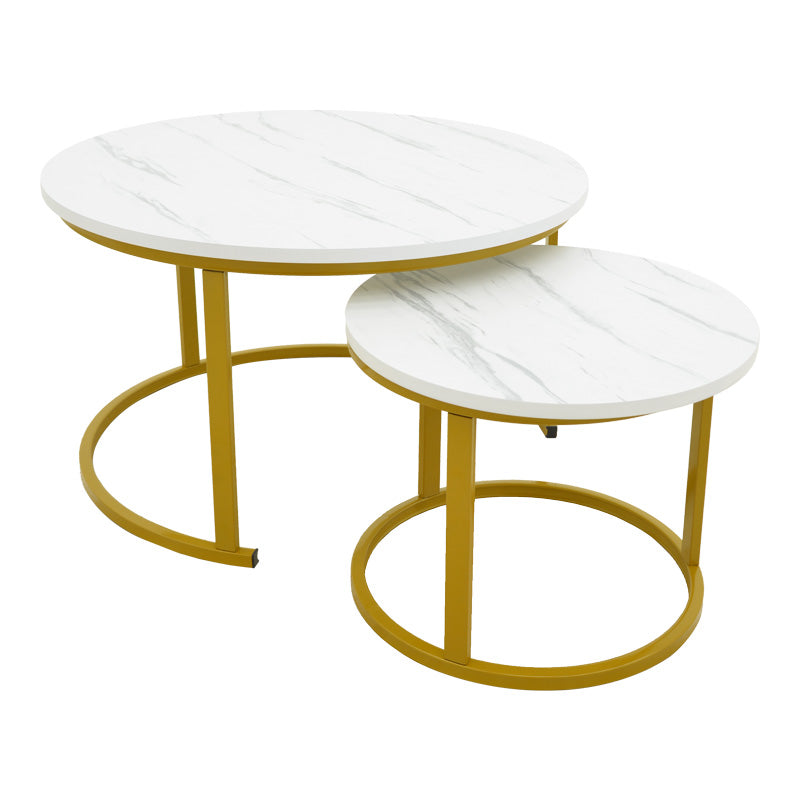Τραπέζι σαλονιού Revelon pakoworld σετ 2τεμ mdf σε απόχρωση λευκού όψης μαρμάρου 80x80x45εκ - Hippiehome.gr