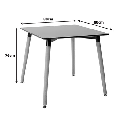 Τραπέζι Natali pakoworld MDF μαύρο-πόδια φυσικό 80x80x76εκ - Hippiehome.gr