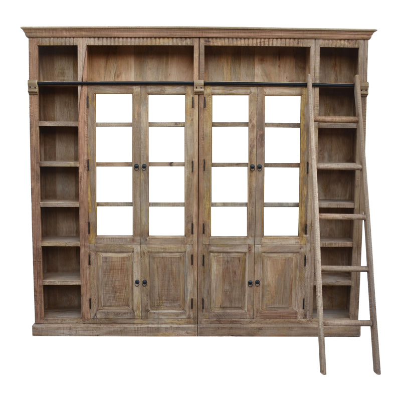 Βιβλιοθήκη Librardy Inart lime wash μασίφ mango ξύλο 247x35x220εκ - Hippie Home 