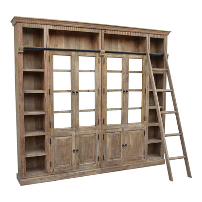 Βιβλιοθήκη Librardy Inart lime wash μασίφ mango ξύλο 247x35x220εκ - Hippie Home 