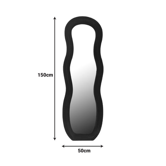Καθρέπτης Glinde Inart βελούδο σε μαύρη απόχρωση 50x3.3x150εκ - Hippiehome.gr