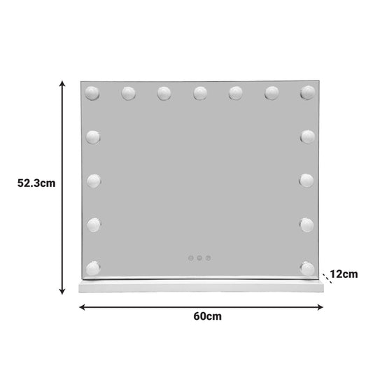 Καθρέπτης Led Hollywood pakoworld μέταλλο λευκό 60x12x52.3εκ - Hippiehome.gr