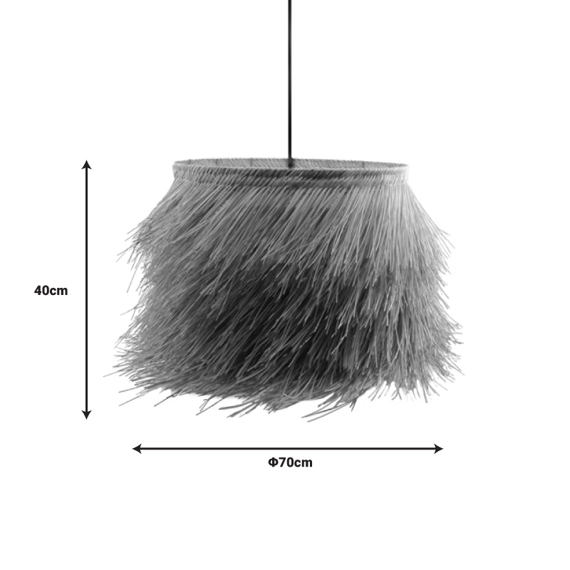 Φωτιστικό οροφής Hairy Inart Ε27 ρατάν σε φυσική απόχρωση Φ70x188εκ - Hippie Home 