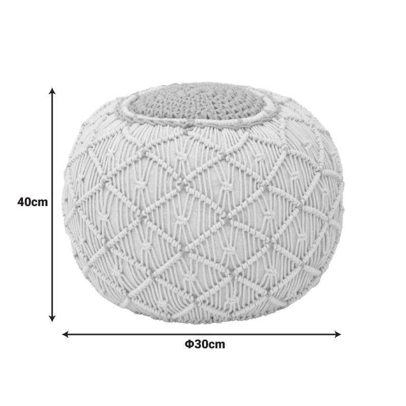 Σκαμπό-πουφ Boha Inart γιούτα σε κίτρινη και λευκή απόχρωση Φ40x30εκ - Hippiehome.gr