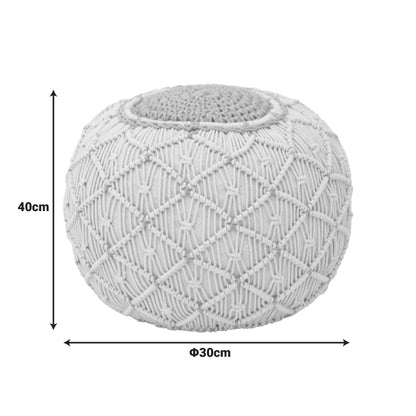 Σκαμπό-πουφ Boha Inart γιούτα σε κίτρινη και λευκή απόχρωση Φ40x30εκ - Hippiehome.gr