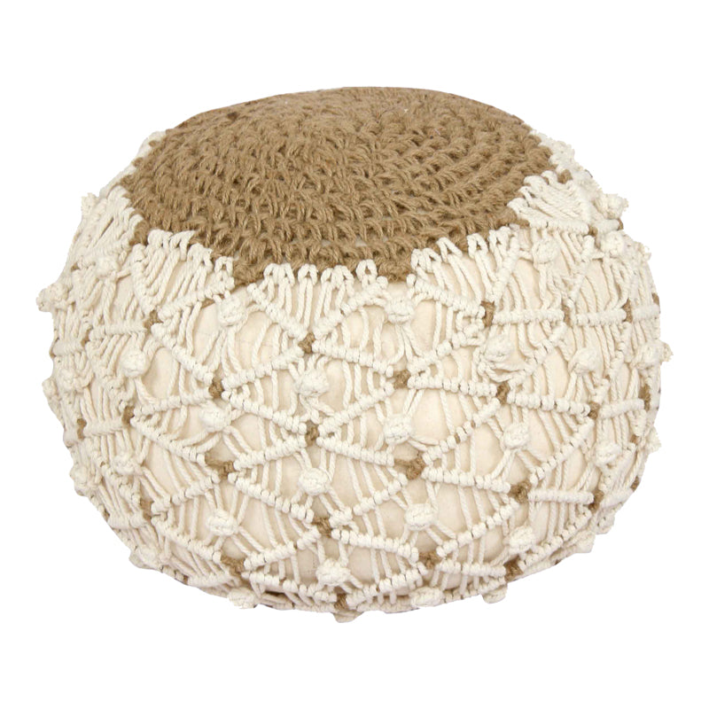 Boha Inart jute stool-pouf in natural and white shade Φ40x30cm