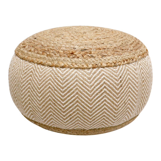 Hipy Inart jute stool-pouf in natural and beige shade Φ40x30cm