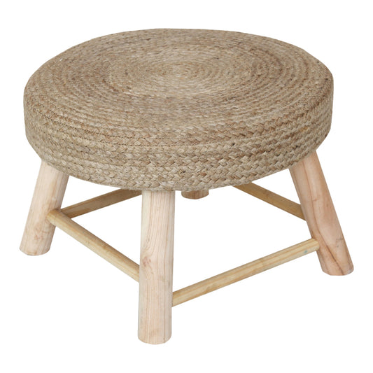 Bosco Inart stool in natural jute and eucalyptus wood Φ45x40cm