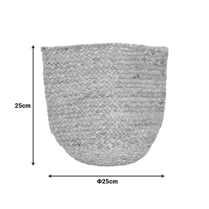 Διακοσμητικό καλάθι Mideko Inart γιούτα σε φυσική απόχρωση Φ25x25εκ - Hippiehome.gr