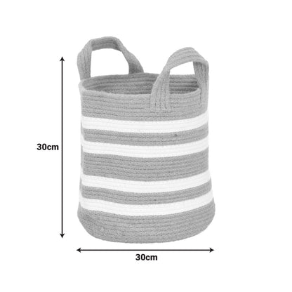 Διακοσμητικό καλάθι Mibra Inart βαμβάκι-γιούτα σε μπεζ-λευκή απόχρωση Φ30x30εκ - Hippiehome.gr