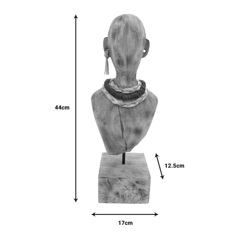 Προτομή Ebia Inart μάνγκο ξύλο-μέταλλο σε φυσική απόχρωση 17x12.5x44εκ - Hippie Home 