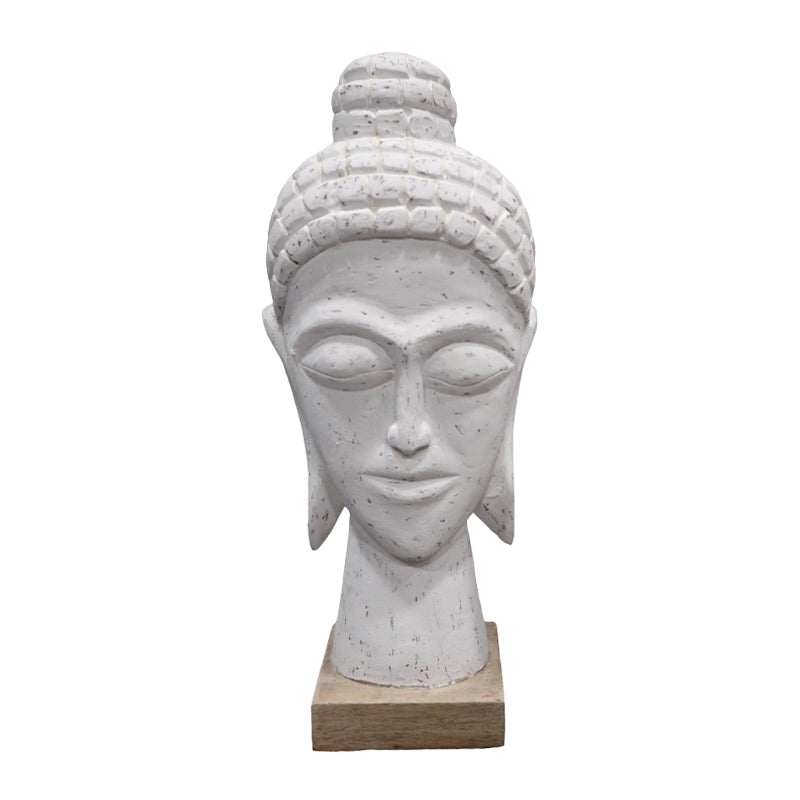 Buddha head bust Wevi Inart white mango wood 17x11.5x41cm