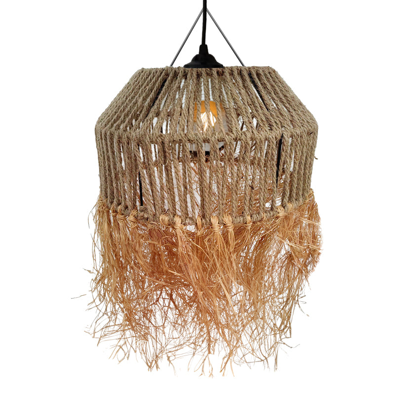 Bowler Inart natural wicker ceiling light Φ36x62cm