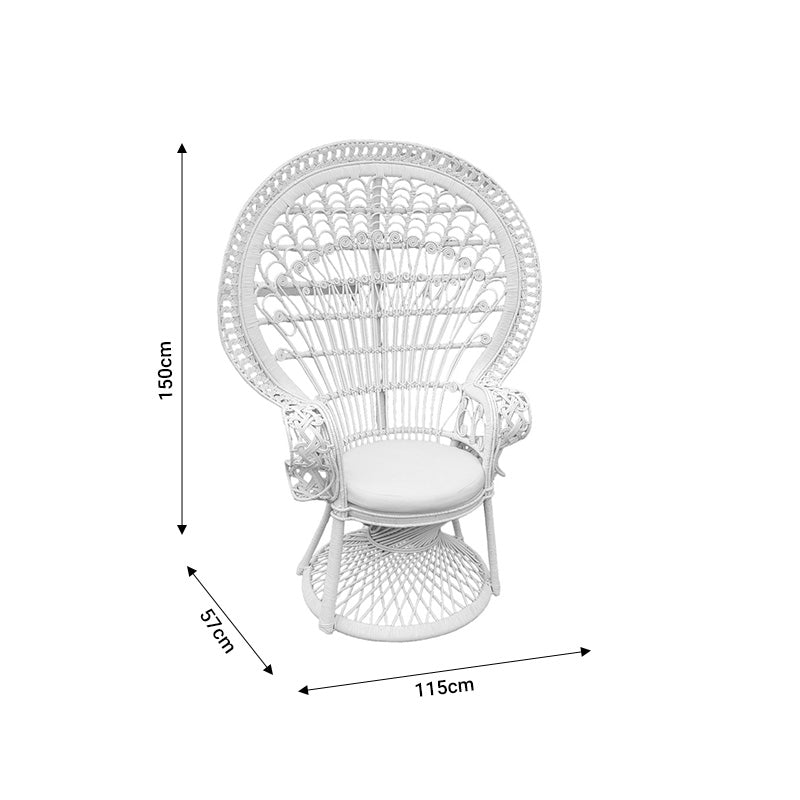 Πολυθρόνα Dorothy Inart με λευκό μαξιλάρι-λευκό rattan 115x57x150εκ - Hippie Home 