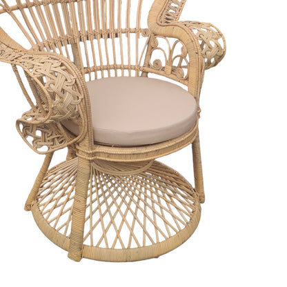 Dorothy Inart armchair with beige cushion-natural rattan 115x57x150cm