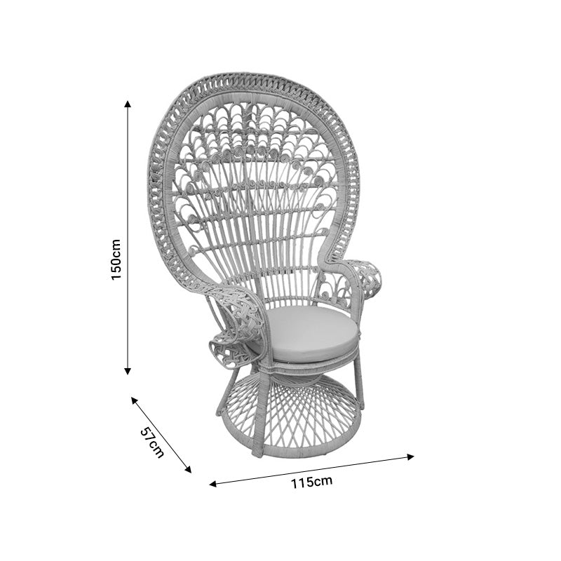 Dorothy Inart armchair with beige cushion-natural rattan 115x57x150cm