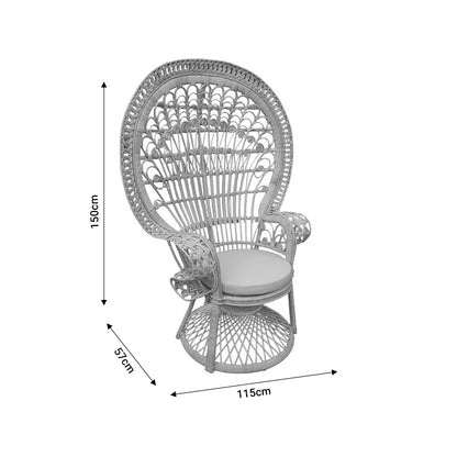 Dorothy Inart armchair with beige cushion-natural rattan 115x57x150cm