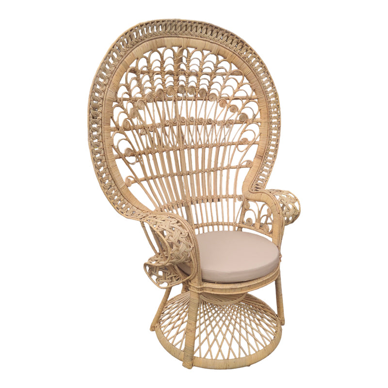 Dorothy Inart armchair with beige cushion-natural rattan 115x57x150cm