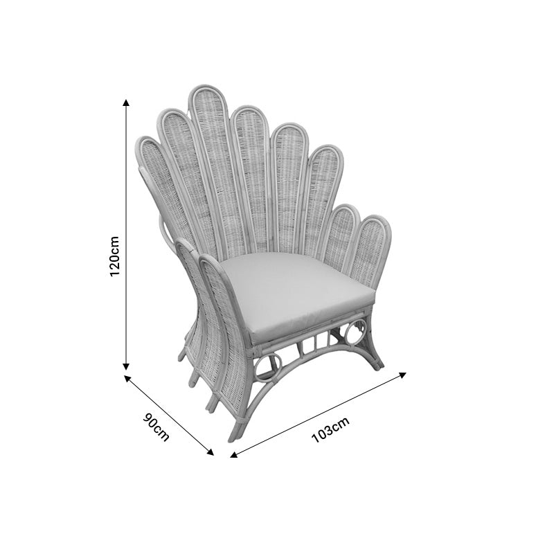 Πολυθρόνα Fragia Inart με μπεζ μαξιλάρι-φυσικό rattan 103x90x120εκ - Hippie Home 