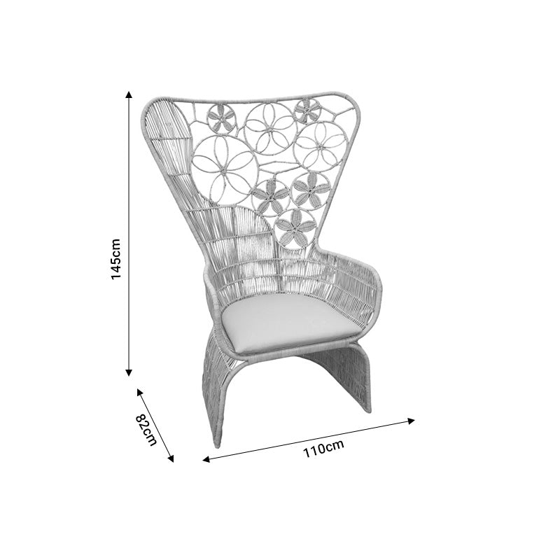 Πολυθρόνα Jake Inart με μπεζ μαξιλάρι-φυσικό rattan 110x82x145εκ - Hippie Home 