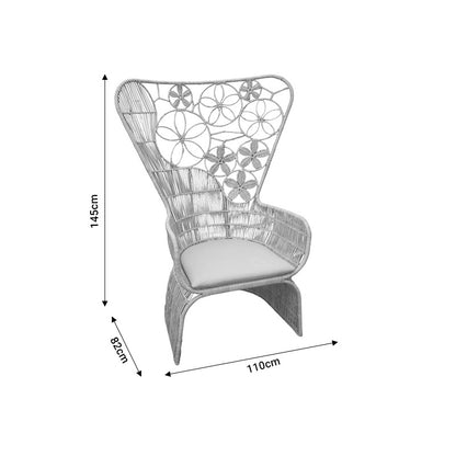 Πολυθρόνα Jake Inart με μπεζ μαξιλάρι-φυσικό rattan 110x82x145εκ - Hippie Home 