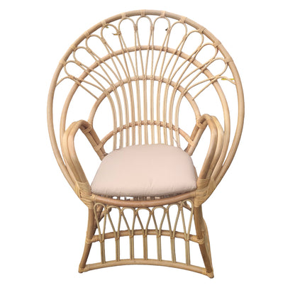 Πολυθρόνα Boloni Inart με μπεζ μαξιλάρι-φυσικό rattan 100x67x120εκ - Hippie Home 