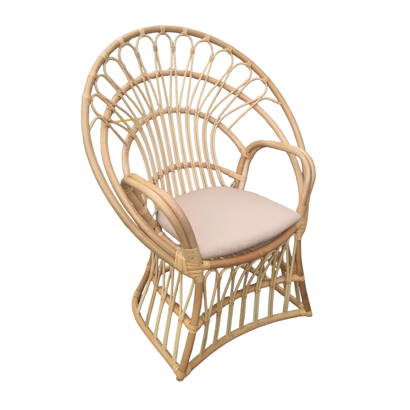 Πολυθρόνα Boloni Inart με μπεζ μαξιλάρι-φυσικό rattan 100x67x120εκ - Hippie Home 