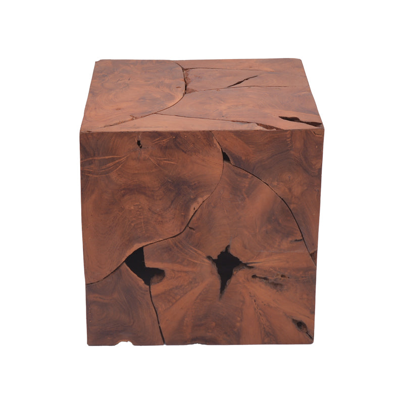 Σκαμπό Boxy Inart φυσικό μασίφ ξύλο teak 40x40x40εκ - Hippie Home 