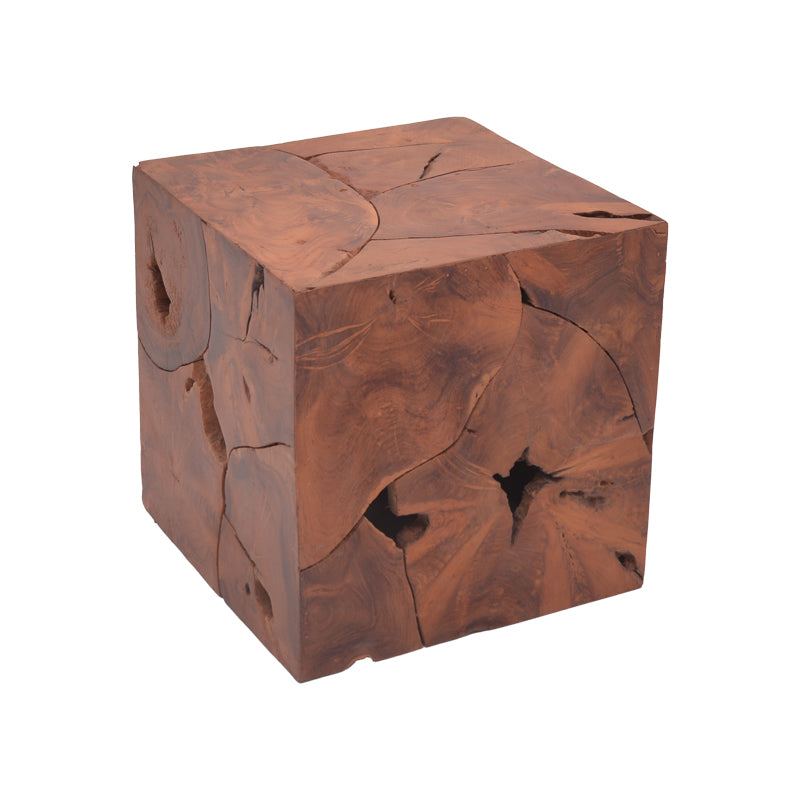 Σκαμπό Boxy Inart φυσικό μασίφ ξύλο teak 40x40x40εκ - Hippie Home 