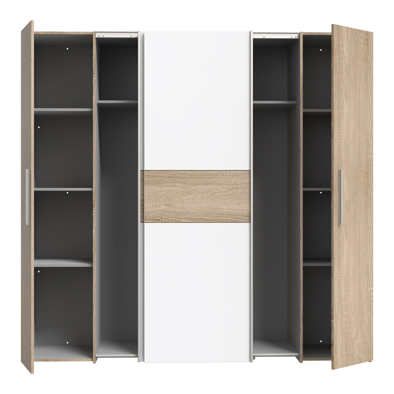Ντουλάπα ρούχων Closet pakoworld τετράφυλλη sonoma oak-λευκό μελαμίνης 200x61.5x190.5εκ - Hippiehome.gr