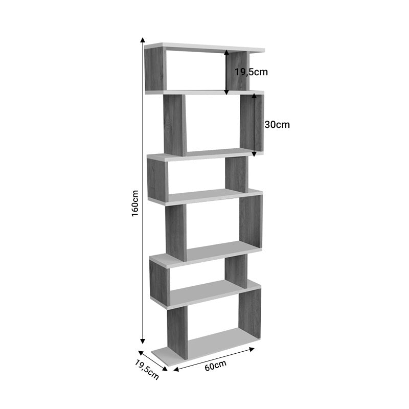 Βιβλιοθήκη Iolmi pakoworld oak-λευκό μελαμίνης 60x19.5x160εκ - Hippie Home 