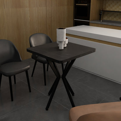 Τραπέζι Prestone pakoworld μαύρο μαρμάρου μελαμίνης-μαύρο μέταλλο 70x70x75εκ - Hippiehome.gr