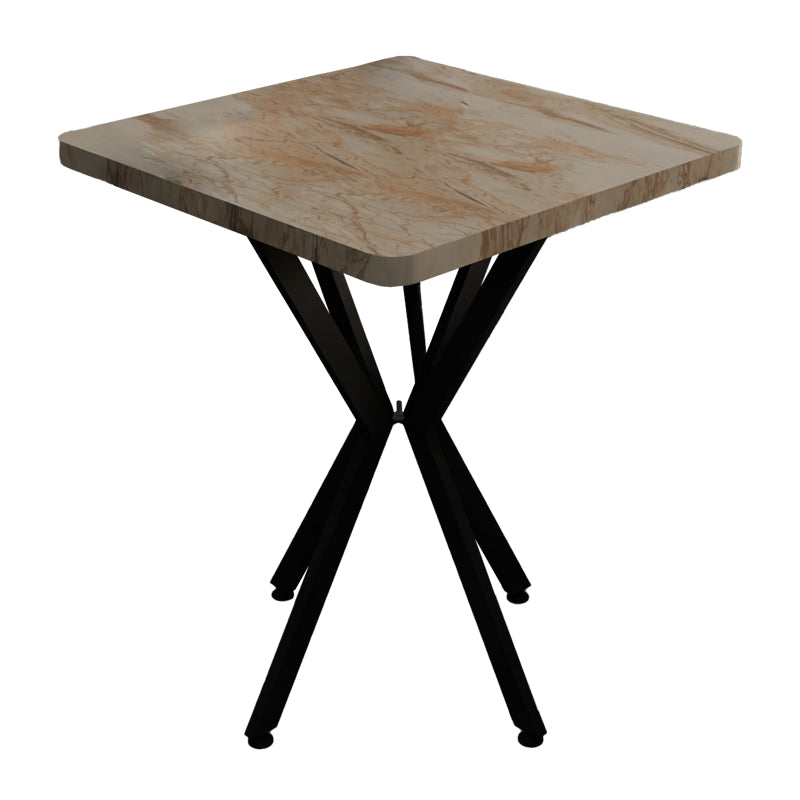 Τραπέζι Prestone pakoworld λευκό μαρμάρου μελαμίνης-μαύρο μέταλλο 70x70x75εκ - Hippiehome.gr