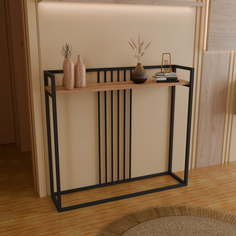 Κονσόλα Convida pakoworld oak με μαύρο μεταλλικό σκελετό 100x25x90εκ - Hippiehome.gr