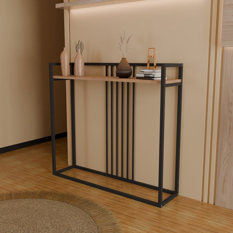 Κονσόλα Convida pakoworld oak με μαύρο μεταλλικό σκελετό 100x25x90εκ - Hippiehome.gr