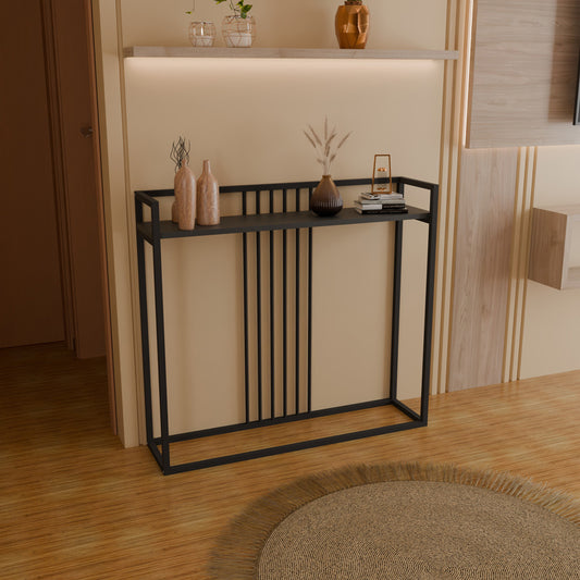 Κονσόλα Convida pakoworld ανθρακί με μαύρο μεταλλικό σκελετό 100x25x90εκ - Hippiehome.gr